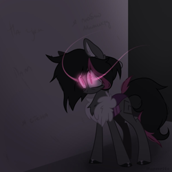 Size: 1200x1200 | Tagged: safe, artist:hypocrite, imported from derpibooru, oc, oc only, oc:mimicry, original species, female, glowing eyes, purple changeling, solo