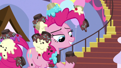 Size: 1920x1080 | Tagged: safe, imported from derpibooru, screencap, pinkie pie, pony, the ending of the end, cupcake, female, food, solo