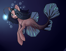 Size: 2009x1547 | Tagged: safe, artist:helemaranth, imported from derpibooru, oc, oc only, pony, angler seapony, solo, underwater