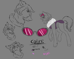 Size: 3000x2400 | Tagged: artist needed, safe, imported from derpibooru, oc, oc only, oc:mimicry, original species, purple changeling, reference sheet, solo, sunglasses