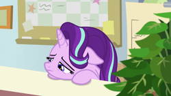 Size: 1920x1080 | Tagged: safe, imported from derpibooru, screencap, phyllis, starlight glimmer, pony, unicorn, a horse shoe-in, cute, female, floppy ears, glimmerbetes, mare, sad, sadorable, solo, starlight's office