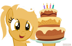 Size: 2348x1500 | Tagged: safe, artist:indonesiarailroadpht, artist:ponyrailartist, imported from derpibooru, oc, oc only, oc:mareota, oc:oulie mareota, pegasus, pony, cake, food, open mouth, show accurate, simple background, transparent background, watermark