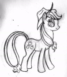 Size: 1782x2046 | Tagged: safe, artist:mfg637, derpibooru exclusive, imported from derpibooru, applejack, pony, female, simple background, sketch, solo, traditional art