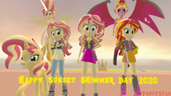 Size: 3840x2160 | Tagged: safe, artist:optimussparkle, imported from derpibooru, sunset shimmer, human, pony, unicorn, equestria girls, equestria girls (movie), equestria girls series, friendship games, 3d, crown, daydream shimmer, daydream-ified, element of magic, female, geode of empathy, jewelry, magical geodes, regalia, source filmmaker, sunset satan, sunset shimmer day