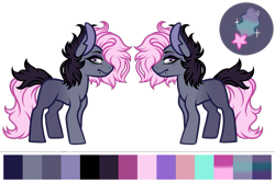 Size: 1575x1054 | Tagged: safe, artist:kryptidkitty, artist:mourningfog, imported from derpibooru, oc, oc only, earth pony, pony, color palette, commission, cutie mark, donkey ears, reference sheet, simple background, solo, transparent background