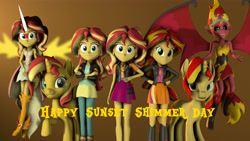 Size: 7680x4320 | Tagged: safe, alternate version, artist:fazbearsparkle, imported from derpibooru, sunset shimmer, equestria girls, equestria girls (movie), equestria girls series, friendship games, rainbow rocks, 3d, clothes, daydream shimmer, female, looking at you, skirt, source filmmaker, sunset satan, sunset shimmer day