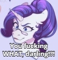 Size: 118x121 | Tagged: safe, artist:morsyr, edit, imported from derpibooru, rarity, angry, close-up, female, picture for breezies, text, text edit, u wot m8, vulgar