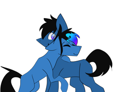 Size: 4000x3000 | Tagged: safe, artist:toptian, imported from derpibooru, oc, oc only, earth pony, pony, earth pony oc, eyes closed, gay, hug, male, simple background, smiling, stallion, white background