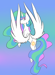 Size: 2113x2839 | Tagged: safe, artist:toptian, imported from derpibooru, princess celestia, alicorn, pony, female, flying, gradient background, mare, solo