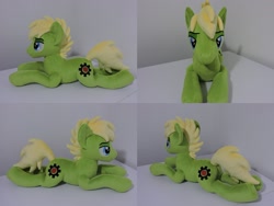 Size: 1597x1199 | Tagged: safe, artist:little-broy-peep, imported from derpibooru, oc, oc:applesnack, oc:steelhooves, pony, fallout equestria, irl, lying down, male, missing accessory, photo, plushie, prone, solo, stallion