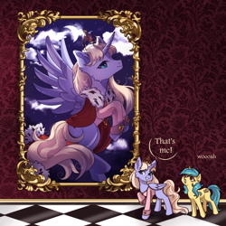 Size: 1920x1920 | Tagged: safe, artist:promiset, imported from derpibooru, oc, oc:allura, oc:empress felicity, alicorn, pony, unicorn, alicorn oc, duo, horn, painting, wings