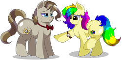 Size: 10100x5000 | Tagged: safe, artist:rainbowtashie, imported from derpibooru, doctor whooves, prince blueblood, time turner, oc, oc:rainbow tashie, oc:royal minutes, earth pony, pony, unicorn, bowtie, butt, commissioner:bigonionbean, cutie mark, extra thicc, female, flank, fusion, fusion:prince blueblood, fusion:royal minutes, fusion:time turner, jewelry, male, mare, plot, simple background, stallion, transparent background, watch, writer:bigonionbean