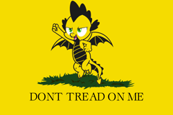 Size: 1200x800 | Tagged: safe, spike, dragon, /mlp/, 4chan, don't tread on me, flag, gadsden flag, pixelcanvas, simple background, winged spike