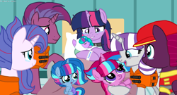 Size: 2001x1080 | Tagged: safe, artist:徐詩珮, imported from derpibooru, fizzlepop berrytwist, tempest shadow, twilight sparkle, twilight velvet, oc, oc:aurora (tempest's mother), oc:bubble sparkle, oc:nova sparkle, oc:transparent (tempest's father), oc:velvet berrytwist, alicorn, pony, bubbleverse, series:sprglitemplight diary, series:sprglitemplight life jacket days, series:springshadowdrops diary, series:springshadowdrops life jacket days, aid marshall (paw patrol), alicornified, alternate universe, base used, chase (paw patrol), clothes, female, grandfather and grandchild, grandfather and granddaughter, grandmother and grandchild, grandmother and granddaughter, grandparents, lesbian, magical lesbian spawn, magical threesome spawn, male, marshall (paw patrol), multiple parents, next generation, offspring, parent:glitter drops, parent:spring rain, parent:tempest shadow, parent:twilight sparkle, parents:glittershadow, parents:sprglitemplight, parents:springdrops, parents:springshadow, parents:springshadowdrops, paw patrol, race swap, shipping, siblings, sisters, tempesticorn, tempestlight, twilight sparkle (alicorn)