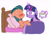 Size: 3071x2182 | Tagged: safe, artist:chub-wub, imported from derpibooru, somnambula, twilight sparkle, alicorn, pegasus, pony, bed, blanket, blushing, bowl, crack shipping, cropped, duo, eyes closed, female, floppy ears, food, glowing horn, horn, lesbian, levitation, magic, mare, pillow, shipping, sick, simple background, soup, spoon, telekinesis, twilight sparkle (alicorn), twinambula, white background