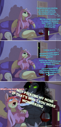 Size: 1500x3113 | Tagged: safe, artist:evehly, imported from derpibooru, fluttershy, king sombra, anthro, pegasus, unicorn, abs, adorasexy, alcohol, big breasts, blatant lies, blushing, booty shorts, bottle, breasts, busty fluttershy, caught, claws, coat markings, colored wings, colored wingtips, comic, crossed legs, curvy, cute, embarrassed, facial markings, fangs, female, flutterthighs, glass, hourglass figure, implied cakelestia, male, muscles, nose picking, open mouth, panic, pecs, peeking, scared, sexy, shipping, shyabetes, sitting, sombrashy, spread wings, star (coat marking), straight, suspiciously specific denial, sweatshirt, thighs, two toned wings, watching tv, wavy mouth, wine, wine bottle, wine glass, wingboner, wings, woonoggles