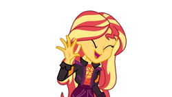 Size: 1920x1080 | Tagged: safe, artist:gmaplay, imported from derpibooru, sunset shimmer, equestria girls, equestria girls series, spoiler:eqg series (season 2), cute, female, hi, saludation, shimmerbetes, simple background, solo, sunset shimmer day, transparent background