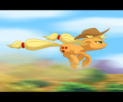 Size: 1800x1500 | Tagged: safe, artist:champion-of-namira, imported from derpibooru, applejack, earth pony, pony, cowboy hat, female, freckles, hat, mare, running, solo, speed