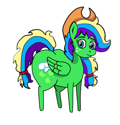 Size: 611x636 | Tagged: safe, artist:bigonionbean, artist:twistedscribble, imported from derpibooru, applejack, rainbow dash, oc, earth pony, pegasus, pony, butt, cowboy hat, cutie mark, extra thicc, female, flank, freckles, fusion, hat, mare, plot, ponytail, stetson, the ass was fat, thicc ass