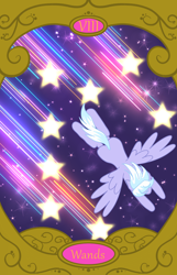 Size: 900x1400 | Tagged: safe, artist:sixes&sevens, imported from derpibooru, cloudchaser, eight of wands, flying, night, shooting star, stars, tarot card