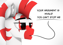 Size: 4150x3000 | Tagged: safe, artist:alexbefest, imported from derpibooru, oc, oc only, pony, zebra, male, red, solo, stallion, your argument is invalid