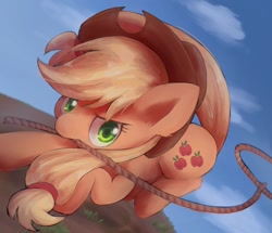 Size: 1280x1103 | Tagged: safe, artist:lexiedraw, imported from derpibooru, applejack, earth pony, pony, female, lasso, mouth hold, rope, solo