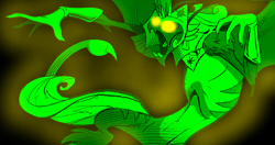 Size: 1124x592 | Tagged: safe, artist:mellow91, imported from derpibooru, cosmos (character), oc, oc only, oc:the supreme being, draconequus, black background, cosmageddon, cosmos, glowing eyes, possessed, simple background, solo, yellow eyes