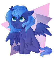 Size: 1516x1654 | Tagged: safe, artist:lunart8, imported from derpibooru, princess luna, alicorn, pony, abstract background, blank flank, chest fluff, cute, female, filly, lunabetes, sitting, solo, transparent background, woona, younger