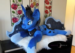 Size: 794x560 | Tagged: safe, artist:purplenebulastudios, imported from derpibooru, princess luna, pony, irl, life size, photo, plushie, solo