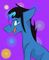 Size: 1485x1798 | Tagged: safe, artist:toptian, imported from derpibooru, oc, oc only, earth pony, pony, abstract background, bust, earth pony oc, licking, licking lips, male, solo, stallion, tongue out