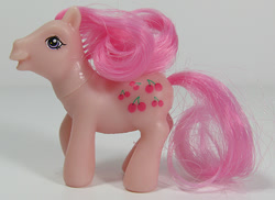 Size: 688x500 | Tagged: safe, imported from derpibooru, photographer:breyer600, cherries jubilee, earth pony, pony, female, g1, g1 to g3, g3, generation leap, irl, mare, open mouth, photo, solo, toy