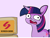 Size: 1287x986 | Tagged: safe, artist:tjpones, artist:tjpones edits, edit, imported from derpibooru, twilight sparkle, pony, unicorn, closing logo, computer, exploitable meme, faic, female, looking at you, mare, meme, open mouth, purple background, reaction image, screen gems, simple background, solo, twilight's computer, unicorn twilight, vanity plate