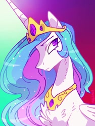 Size: 768x1024 | Tagged: safe, artist:chiarinuk, imported from derpibooru, princess celestia, alicorn, pony, bust, chest fluff, female, mare, profile, solo