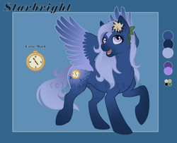 Size: 806x653 | Tagged: safe, artist:demonic-pokeyfruit, imported from derpibooru, oc, oc only, oc:starbright, pegasus, pony, open mouth, pegasus oc, reference, reference sheet, solo, wings