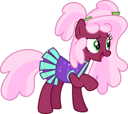 Size: 7041x6287 | Tagged: safe, artist:digimonlover101, artist:shootingstarsentry, imported from derpibooru, oc, oc only, oc:rose charm, earth pony, pony, absurd resolution, cheerleader outfit, clothes, female, mare, offspring, parent:chancellor neighsay, parent:cheerilee, simple background, solo, transparent background, vector