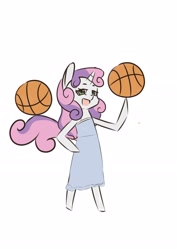 Size: 2480x3508 | Tagged: safe, imported from derpibooru, sweetie belle, anthro, plantigrade anthro, basketball, clothes, dress, sports