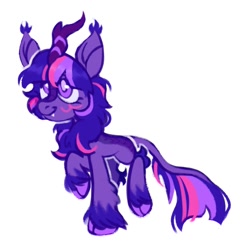 Size: 1144x1111 | Tagged: safe, artist:occultusion, artist:onionpwder, imported from derpibooru, twilight sparkle, kirin, alternate hairstyle, ear fluff, female, kirin twilight, kirin-ified, leg fluff, raised hoof, raised leg, simple background, smiling, solo, species swap, white background