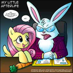 Size: 800x800 | Tagged: safe, artist:marybellamy, imported from derpibooru, fluttershy, pegasus, pony, rabbit, ahheck, animal, carrot, crossover, duo, food, zorilita