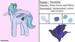 Size: 1280x720 | Tagged: safe, artist:schumette14, imported from derpibooru, oc, oc only, oc:stratiny, pegasus, pony, blind, next generation, parent:flitter, parent:party favor, parents:flitterfavor, solo