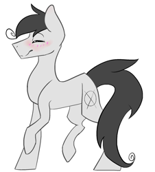 Size: 1565x1733 | Tagged: safe, artist:toptian, imported from derpibooru, oc, oc only, earth pony, pony, earth pony oc, eyes closed, male, simple background, smiling, solo, stallion, white background