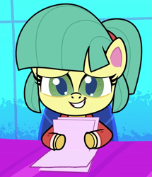 Size: 509x593 | Tagged: safe, imported from derpibooru, screencap, karen (g4.5), karen (pony life), pony, my little pony: pony life, spoiler:pony life s01e43, cropped, female, g4.5, solo, the rarity report