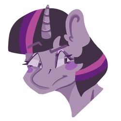 Size: 768x768 | Tagged: safe, alternate version, artist:dellieses, imported from derpibooru, twilight sparkle, pony, unicorn, blush sticker, blushing, bust, colored, female, mare, solo, unicorn twilight