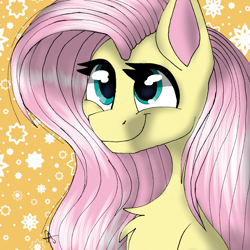 Size: 768x768 | Tagged: safe, artist:karathepony, imported from derpibooru, fluttershy, pony, bust, cute, female, portrait, shyabetes, solo
