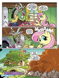 Size: 768x1024 | Tagged: safe, artist:jack lawrence, idw, imported from derpibooru, discord, fluttershy, draconequus, pegasus, pony, spoiler:comic, spoiler:friendship in disguise03, comic, female, male, mare, preview