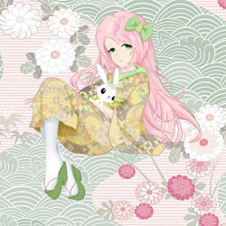 Size: 5000x5000 | Tagged: safe, artist:time sss, imported from derpibooru, angel bunny, fluttershy, human, clothes, female, humanized, kimono (clothing), looking at you