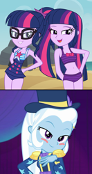 Size: 1248x2344 | Tagged: safe, artist:themexicanpunisher, edit, edited screencap, imported from derpibooru, screencap, sci-twi, trixie, twilight sparkle, equestria girls, equestria girls series, spring breakdown, female, lesbian, sci-twixie, shipping, twixie