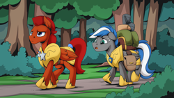 Size: 2560x1440 | Tagged: safe, artist:mysticalpha, imported from derpibooru, oc, oc only, oc:captain sunride, oc:cloud zapper, pegasus, pony, armor, forest, forest background, male, pegasus oc, royal guard, royal guard armor, stallion, tree, tree branch, wings