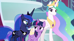 Size: 1920x1080 | Tagged: safe, imported from derpibooru, screencap, princess celestia, princess luna, twilight sparkle, alicorn, pony, the ending of the end, twilight sparkle (alicorn)