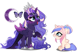 Size: 2200x1500 | Tagged: safe, artist:gihhbloonde, imported from derpibooru, oc, oc only, alicorn, pony, base used, female, filly, magical lesbian spawn, mare, offspring, parent:fluttershy, parent:princess luna, parents:lunashy, simple background, transparent background