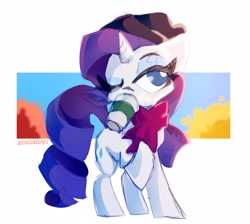 Size: 2240x2006 | Tagged: safe, artist:nekosnicker, imported from derpibooru, rarity, pony, unicorn, autumn, clothes, coffee, coffee cup, cup, drink, drinking, female, hat, high res, mare, one eye closed, scarf, solo, toque